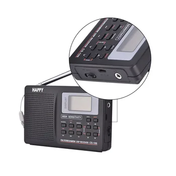 Портативен мини цифров Радио FM / AM / SW/LW / TV sound пълен честотен приемник за приемане на радио-със слушалки