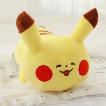 Takara Томи Pokemon Pikachu плюшен възглавница играчка Сладко Expression Eevee Е Kawaii Аниме пълнени с разтегателен украса на подарък за дете