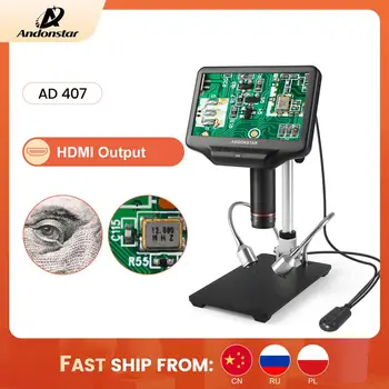 Andonstar AD407 1080P 3D HDMI Дигитален микроскоп супер голямо работно пространство 7-инчов екран електронен поялник за ремонт