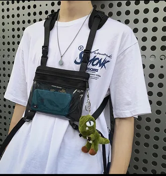 Chest Rig Bag for Men PVC прозрачна поясная чанта хип хоп градинска облекло функционална тактическа гърдите чанти и калъфи за мобилни телефони мъжки поясная чанта