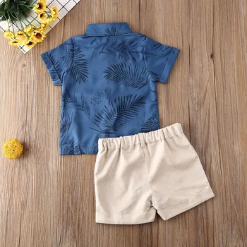 Baby Boy 2 бр. летни дрехи комплект риза с къс ръкав върховете на къси панталони комплект за малки деца, момче облекло бебешки дрехи