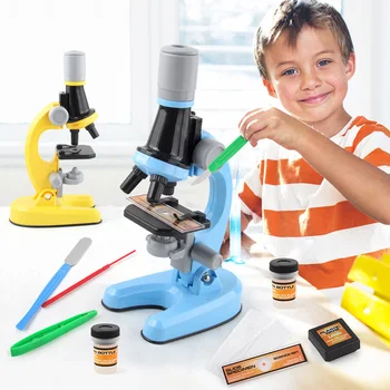 Детски микроскоп играчки 1200 пъти микроскоп учебния материал набор от науката експеримент играчки ученици микроскоп играчки
