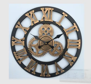 Ръчно изработени извънгабаритни 3D стенен часовник-ретро селски декоративен луксозен арт голяма скоростна дървени големи стенни часовници на стената 30СМ