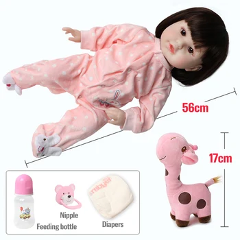 56 см Bebe Reborn Кукла Baby Girl Кукла 22 инча Reborn Силиконова тъкан на тялото приказно реалистични Brinquedos Bonecas играчки за деца