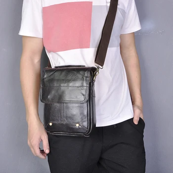 Оригиналната кожена мъжки ежедневни дизайнерска чанта през рамо Messenger bag cowhide fashion 8