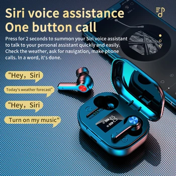 Bluetooth 5.0 TWS ушите безжични пръстови отпечатъци сензорни бас слушалки HiFi стерео 8D Surround Music слушалки