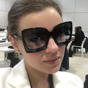 Квадратни големи слънчеви очила 2019 модната марка Gradient sun glasses ladies Vintage Shades Eyewear UV400 Big frame Glasses