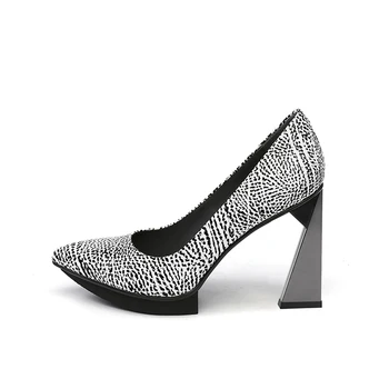 Секси 11 см екстремни високи токчета на платформа за Жени помпи естествена кожа с остър нос обувки за партита Chaussure Femme Талон HL125 MUYISEXI