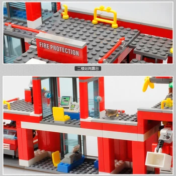 Градивните елементи на градската пожарна част от модел 774 бр. съвместима конструкция пожарникар човек камион просвети тухли играчки за деца