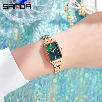 Тина нов ретро дамски ръчни часовници Малахит, зелен пенливи звездното кварцов механизъм циферблат дамски часовници мода тенденция на Римската скала часовници