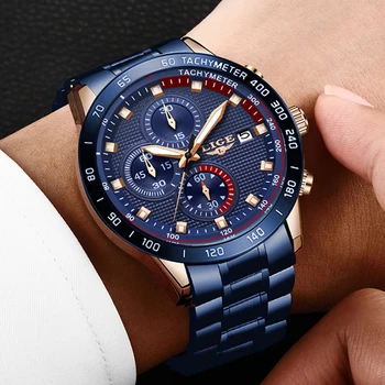 Мъжете най-добрият подарък LIGE Fashion Business мъжки часовници Топ луксозна марка часовници е от неръждаема стомана мъжки кварцови часовници за Relogio Masculino