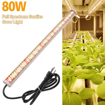 10шт пълен набор от Led Grow Light 80W Tube LED Phyto Lamp LED Grow Bar Hydroponic Plants Growth Светлини топъл бял червен с вилица