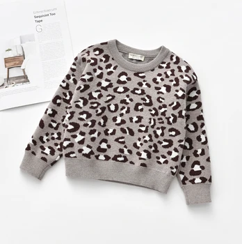 Пуловери за малки момчета леопардовый вязаный пуловер ежедневните детски блузи с дълъг ръкав дрехи за малките момчета и момичета
