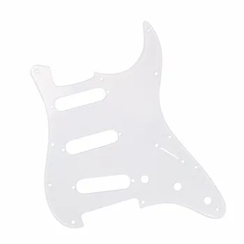 Комплект от 1Ply прозрачен 11 дупки китара Pickguard бразди SSS с бял пикап на капака на китара дръжка на ключа съвет Whammy бар Съвет