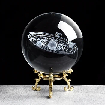 Лазерно гравиране на Слънчевата система кристална топка 3D модел на планетата на обхвата на топката начало декор подарък за празник Астрономия топката украшение