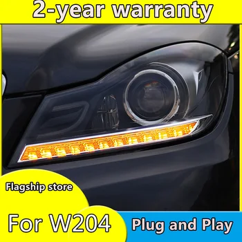 Стайлинг автомобили led светлини, за да Benz W204 фарове 2011-2013 C180 C200 c260 led светлини led drl H7 hid Bi-xenon лещи къси светлини