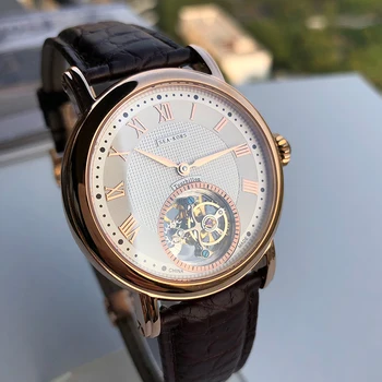 Истински tourbillion мъжки часовник Seakors seagull механизъм ST8000 механичен мъжки часовник rose gold ръчен часовник кожа