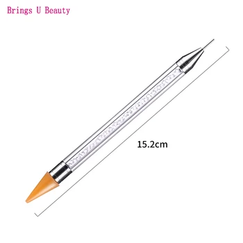 Dual-ended Wax Нокти на Кристал Picker Dotting Pen молив акрилна дръжка Gem Pick Up апликатор инструмент самозалепващи точка уши на главата