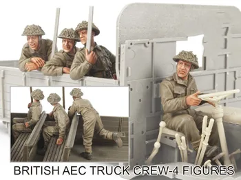 Неокрашенный комплект 1/35 британски АЕЦ камион Екипаж-4 цифри Uncolor смола фигура миниатюрен комплект гараж