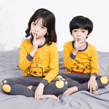 Момичета памучни пижами деца пижами деца карикатура комплект дрехи детска пижама с дълъг ръкав потник + панталон домашни дрехи за момчета
