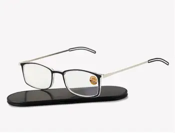 WEARKAPER тънък очила за четене на Мъже, Жени с Alumiun магнитен калъф метал рябая пресбиопия очила 1.0-3.5
