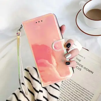 За Samsung Galaxy S8 S9 S10 edge Plus + Note10 pro Plus гривна оцинкованное огледало в чантата слот за карти на притежателя кожен калъф за телефон