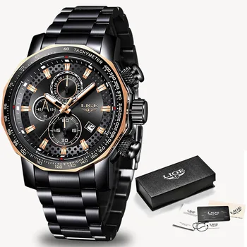 LIGE 2020 Нова мода мъжки часовник с корпус от неръждаема стомана топ марка луксозни спортен хронограф кварцов часовник мъжки Relogio Masculino
