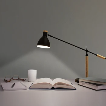 Скандинавска светодиодна настолна лампа минимализъм тенис на ключа за лампата модерен черен бял червен цвят дърво Хол Спалня офис лампа за четене