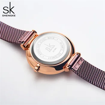 Shengke New Design Women Watches елегантен 32 мм циферблат син мрежест каишка Reloj Mujer японски кварцов механизъм Luxury Relogio Feminino