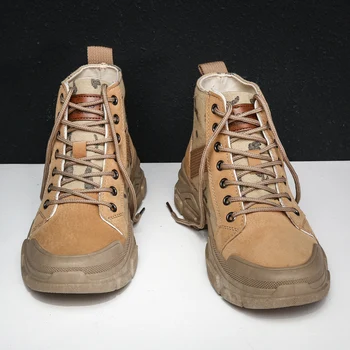 Мъжете есен зима най-висок военна бойна парусиновая обувки увеличение на височина гумена подметка вулканизированная обувки, мъжки обувки на висок ток