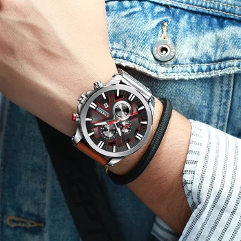 CURREN Watch Хронограф Спортни мъжки часовници Кварцови часовници кожени мъжки ръчен часовник Relogio Masculino модерен подарък за мъже