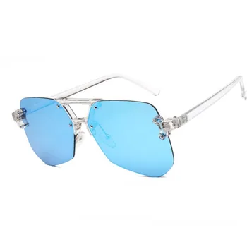 Големи прозрачни слънчеви очила Котешко око на жената марка дизайнер без рамки квадратна рамка, прозрачни слънчеви очила Дама нюанси модни очила