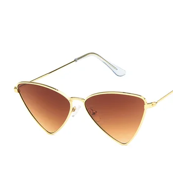Мода триъгълни Котешко око Слънчеви очила на Жените и мъжете марката дизайн метална рамка секси слънчеви очила, Очила с UV400 Oculos Gafas De Sol