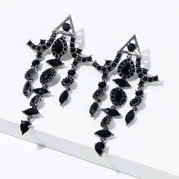 Коми самоличността на многоцветни кристали геометричен Тассель виси обеци за жени бохо стил кристали капка обици K1185