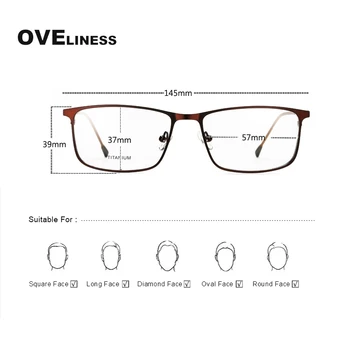 Титан сплав на очите очила с рамка мъжете квадратни очила, оптични прозрачни късогледство рецепта метал Безвинтовые рамки за очила