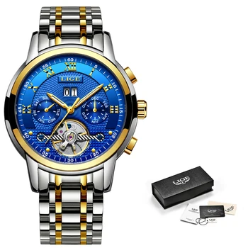 Relogio Masculino LIGE мъжки часовници най-добрата марка на луксозни автоматични механични часовници мъжете пълен стоманена бизнес водоустойчив спортен часовник
