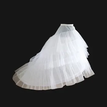2 кринолин 3 слоя прежда бяла долната пола на дългата опашка сватбена рокля Vestido de Noiva с обръч рокабили долната пола аксесоари