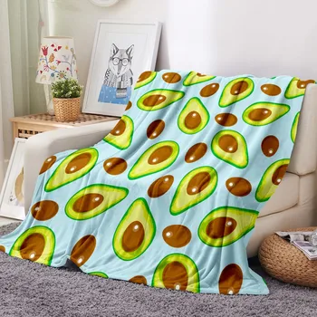 Мек фланелен одеяло 3D печат авокадо одеяло купчина офис пухкав юрган удобен одеяло на дивана машинно пране плюшени одеяло