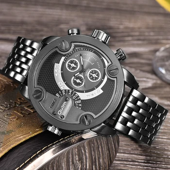 Oulm 3130 луксозни мъжки часовник Ежедневни Изкуствена кожа голям размер Мъжки кварцови часовници, мъжки часовници позната марка Top Watch erkek кол saati