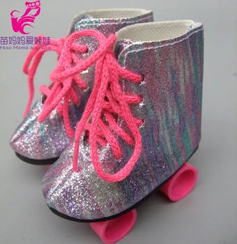 Розови обувки за ски обувки за 18 инча момичета кукли кънки обувки за кукли подаръци