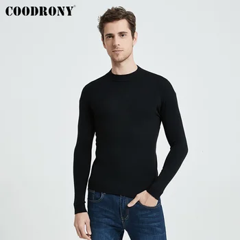 COODRONY Есен Зима класически случайни чист цвят, мек топъл вязаный памук, вълна поло пуловер пуловер Мъжки дрехи C1162