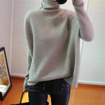 2020 Есен Зима плетене на пуловер жените Нов вълнен пуловер, поло пуловер свободен плюс размера на мода пуловер дамски пуловер