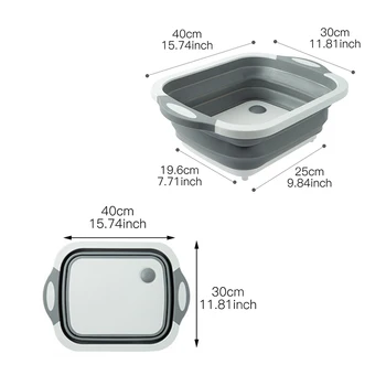 Filbake растителни кошница сгъваеми чинии, дъска за рязане цедка преносим мивка Dishpan дренажна вана щекер за мивки RV