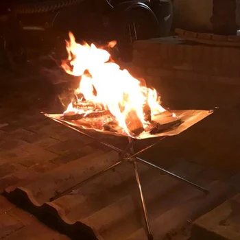 Готварска печка рафтове от неръждаема стомана външен къмпинг туризъм огън яма многофункционален портативен пожарникар багажник сгъваема окото огън яма