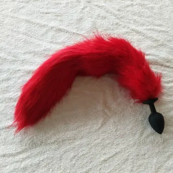 AUEXY Red Big Anal Plug Fox Tail Animal Доц. масаж анални тапи силикон, анални тапи възрастни сексуални играчки за двойки жената на мъже cosplay