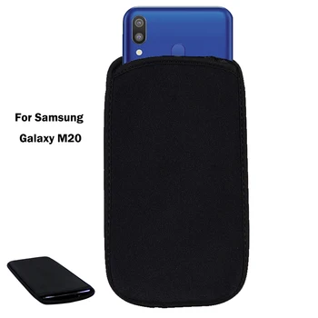 Мек гъвкав неопреновый защитен черен калъф за Samsung Galaxy M20 ластични ръкави универсален калъф чанта