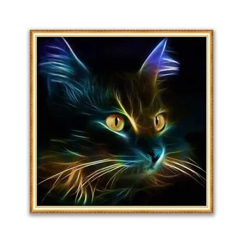 Домашен любимец котка пълен дисплей квадратен кръг 5D САМ Диамант живопис набор от диамантени плочки бродерия планински кристал картина за детето платно