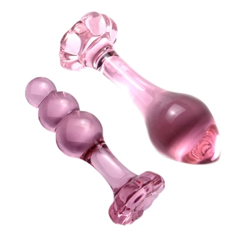 Кристален стъклен анален накрайник анален секс играчка анален накрайник стъклен розов вибратор масажор на простатата анален накрайник секс играчка на жените и мъжете гей любовник подаръци