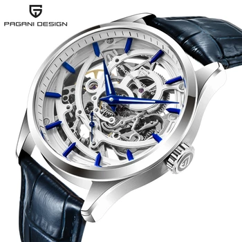 PAGANI дизайн на марката луксозни кухи автоматична механика часовници мъжки класически скелет непромокаеми кожени часовници Reloj Hombre