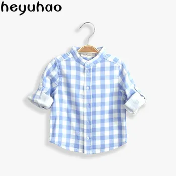детски пролет и есен Детски ризи мъжки дете каре риза с дълъг ръкав памук дрехи